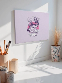 Картина на стену 40 X 50 Олень с птичкой