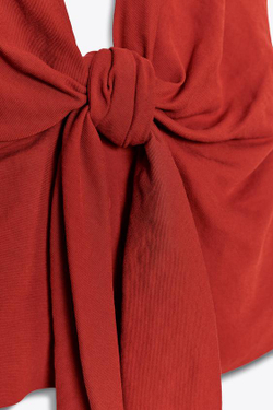 ZARA ЖИЛЕТ-ХАЛТЕР С УЗЛОМ, ЧЕРЕПИЧНЫЙ