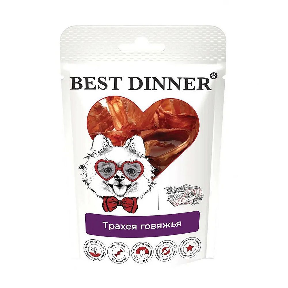 Лакомство для собак Best Dinner Freeze Dry Трахея говяжья, Пакет 50 г