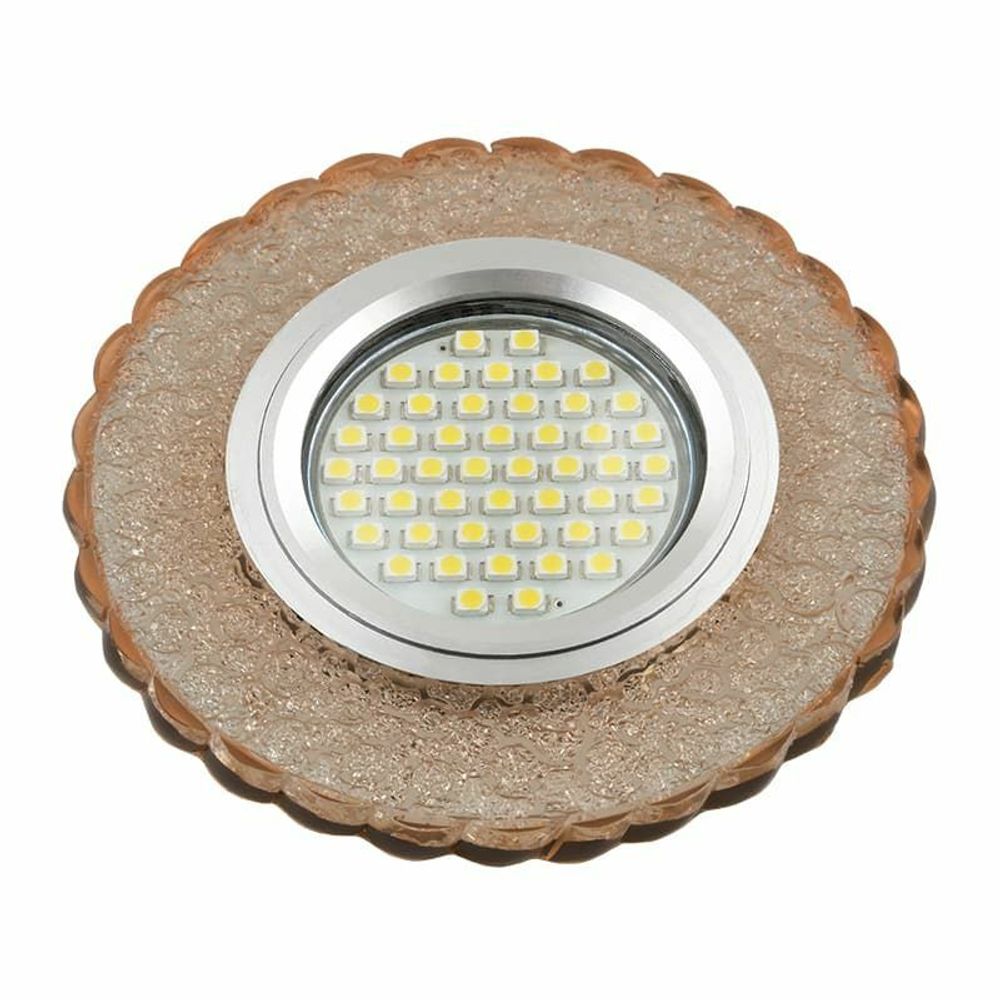 DLS-L140 GU5.3 GLASSY/CLEAR Светильник декоративный встраиваемый, серия Luciole. Без лампы, цоколь GU5.3. Доп. светодиодная подсветка 3Вт. Стекло. Зер