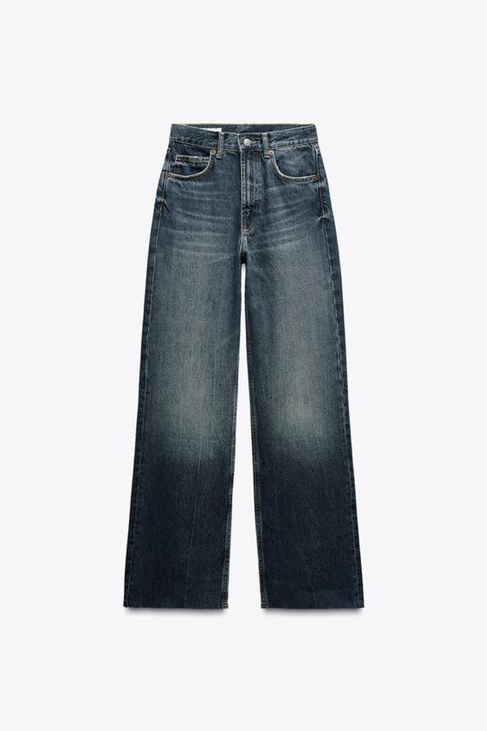 ZARA ДЖИНСЫ TRF WIDE LEG FULL LENGTH С ВЫСОКОЙ ПОСАДКОЙ, ИНДИГО