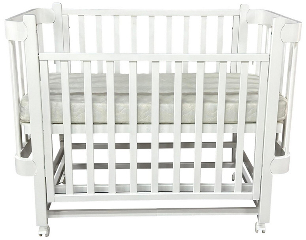 Детская кроватка Кедр Adele 2 продольный маятник 538350 белый/белый