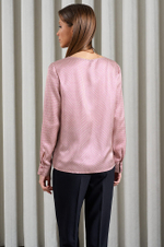 22888 Блузка женская (бежево-малиновый принт)