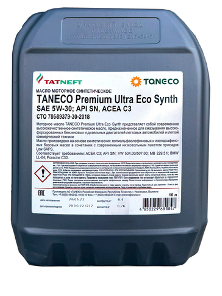 TANECO Premium Ultra Eco Synth 5w30 SN,C3, 229.51, 504/507, LL-04, С30 (10л)