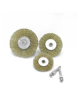 Набор щеток для дрели металлических со шпильками, плоские, латунированные