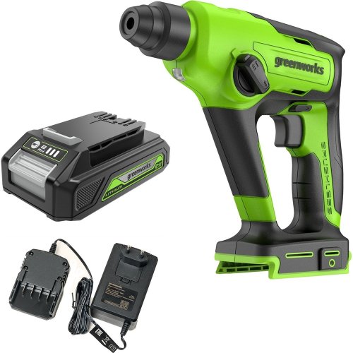 Перфоратор GREENWORKS GD24SDS1K2 24V акб 2 А.ч и з/у  3803107UA