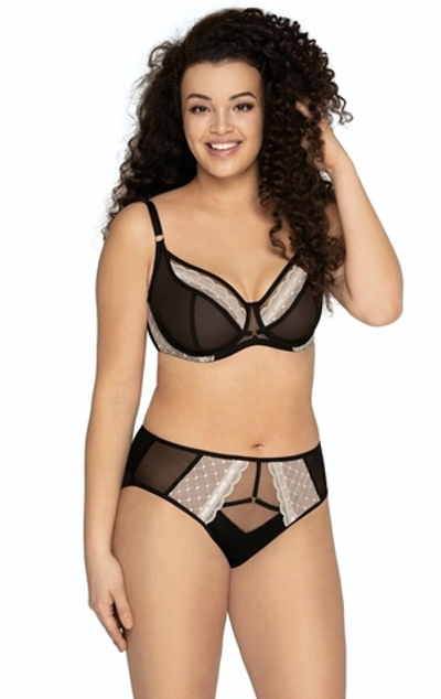 Бюстгальтер на косточках с контрастным кружевом (Размер: 80I) (Цвет: черный)