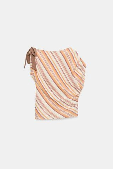 ZARA ЛЬНЯНОЙ ТОП В ПОЛОСКУ, РАЗНОЦВЕТНЫЙ