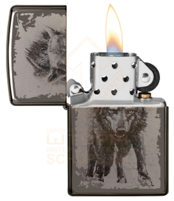 Зажигалка Zippo 49073 Wolf Design, Black Ice