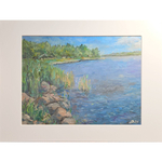 Картина авторская маслом на холсте в паспарту 30х40 см на стену для интерьера "На берегу Ладоги"