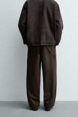 ZARA БРЮКИ ЧИНОС СО СКЛАДКАМИ, ШОКОЛАДНЫЙ