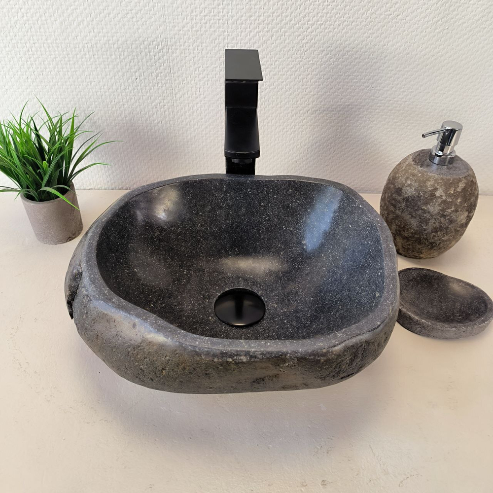 Раковина из речного камня RS-66022 39х32х15 из натурального камня