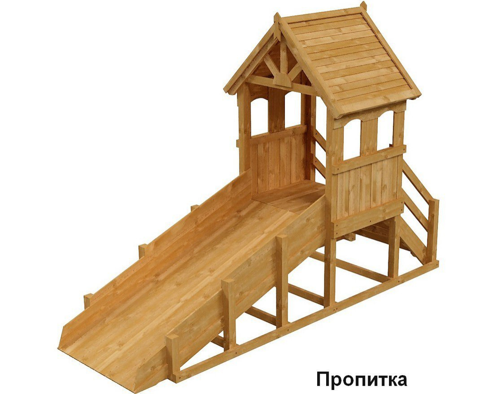 Зимняя деревянная заливная горка Теремок