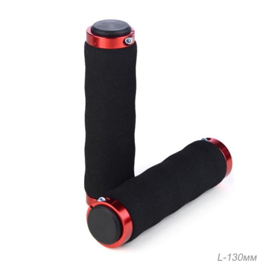 Грипсы 130 мм, пена с алюм. струбцинами / 2шт /черный-красный