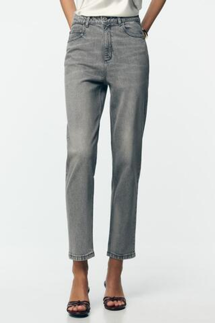 ZARA ДЖИНСЫ MOM FIT COMFORT Z.01 С ВЫСОКОЙ ПОСАДКОЙ, СЕРЫЙ