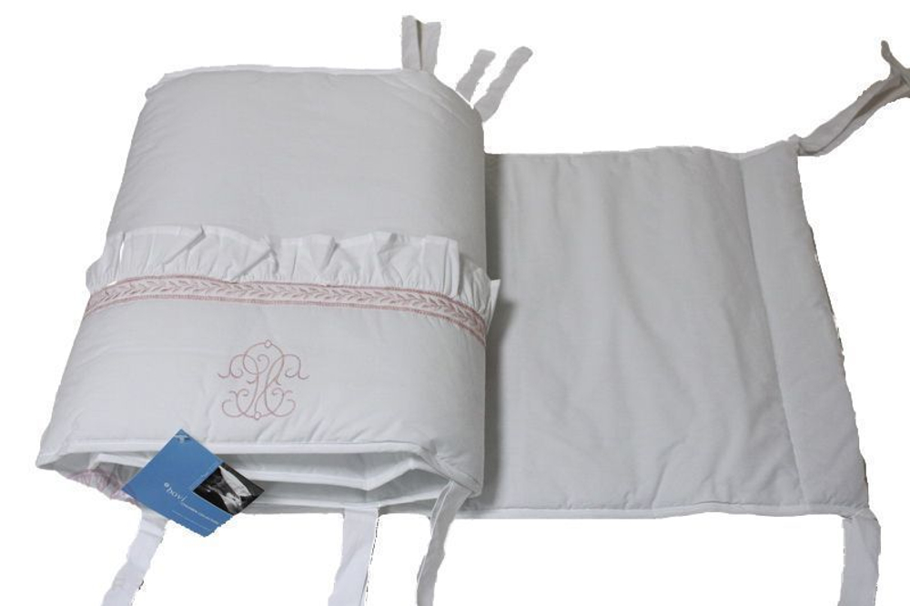 Бампер для детской кроватки 390х45 Bovi Вензель бело-розовый Португалия