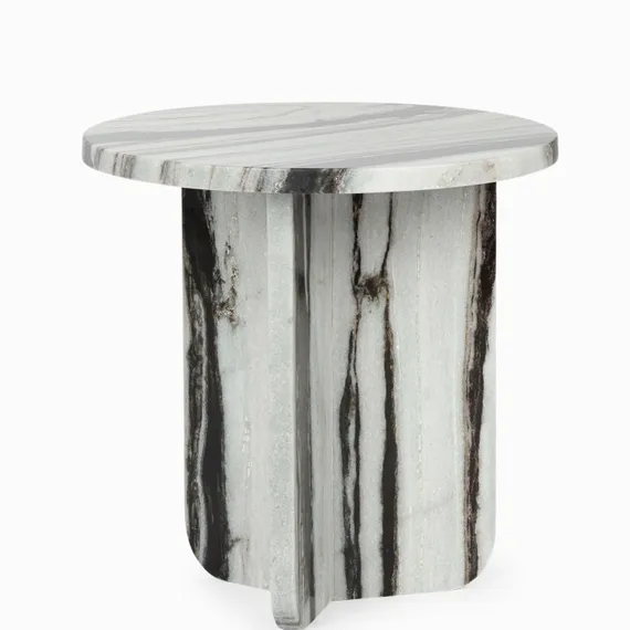 Кофейный стол Pia Ø41х41 см, черно-белый мрамор