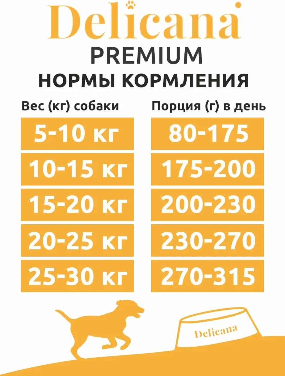 Cухой полнорационный корм для взрослых собак средних пород курица с овощами Delicana 15кг