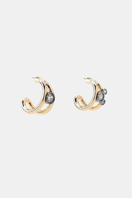 ZARA СЕРЬГИ-КОЛЬЦА ДВОЙНЫЕ СО СТРАЗАМИ, ЗОЛОТИСТЫЙ