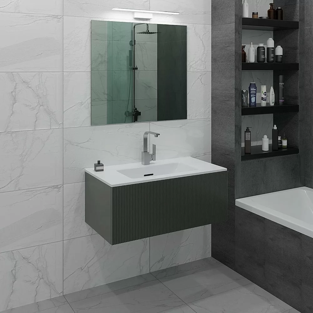 Тумба с раковиной LA FENICE TERRA Grigio 100 серая