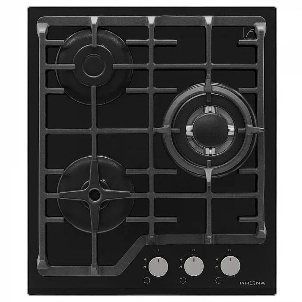 Поверхность варочная KRONA CORNIOLA 45 BL газовая (стекло черная)