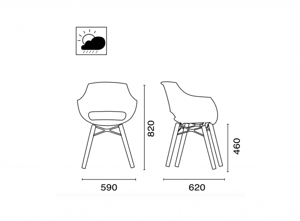 Кресло пластиковое Papatya Opal Wox Pro Iroko, натуральный, зеленый