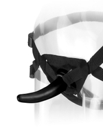 Небольшой гладкий фаллос для анальной стимуляции на регулируемых труcиках The Pegger - 11,4 см. (Цвет: черный)