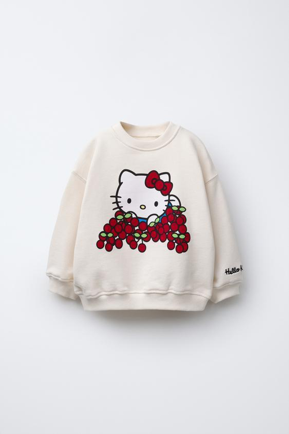 ZARA ТОЛСТОВКА HELLO KITTY ©, ЖЕЛТОВАТО-БЕЛЫЙ