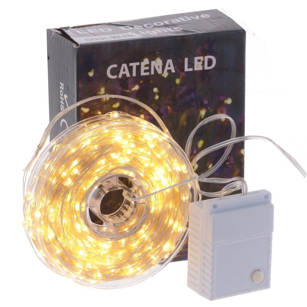 GAEM Электрогирлянда "Роса", L50м, 500 LED, тепл бел, 8 тип свеч, 7W, шнур прозр леска, IP20