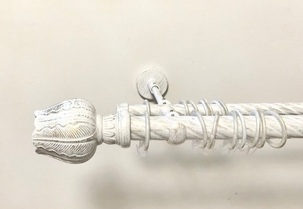 Карниз кованый витой для штор Ост Тюльпан d 25/16 двухрядный, цвет белое золото