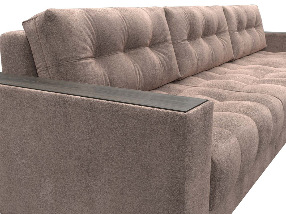 Диван прямой с декором Лига-049 НПБ Лонг, TOWER 05 ВЕЛЮР бежевый