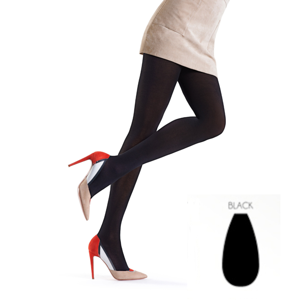 Женские колготки из хлопка черные OROBLU COLLANT DOREEN OB,  60 ден VOBFC13T0NP