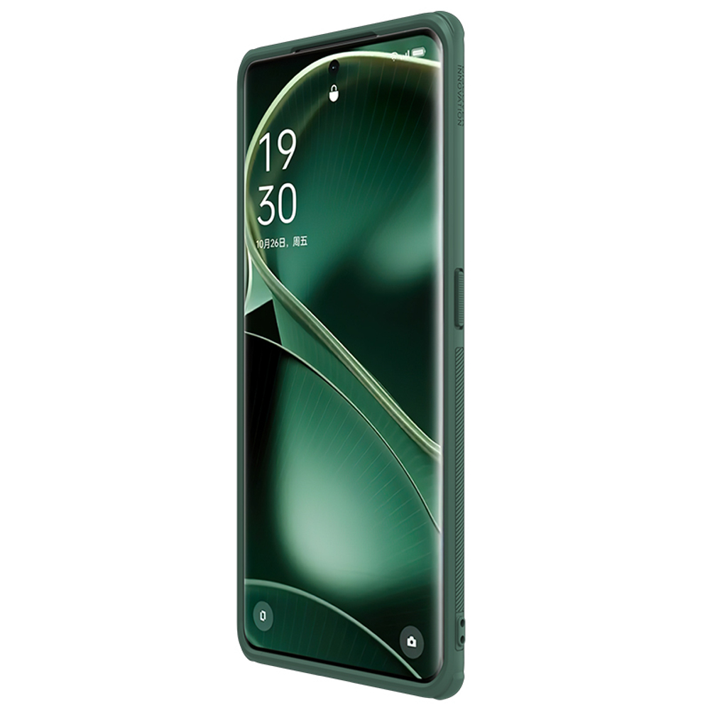 Чехол зеленого цвета от Nillkin для OPPO Find X6 Pro, поддержка магнитной беспроводной зарядки, серия Super Frosted Shield Pro Magnetic