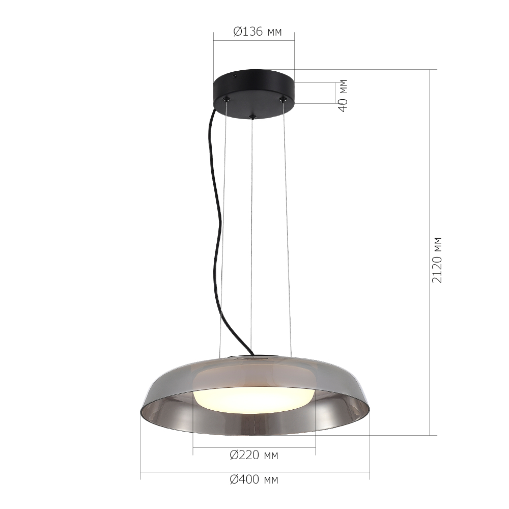 Светильник, Дымчатый, Белый, LED, 24