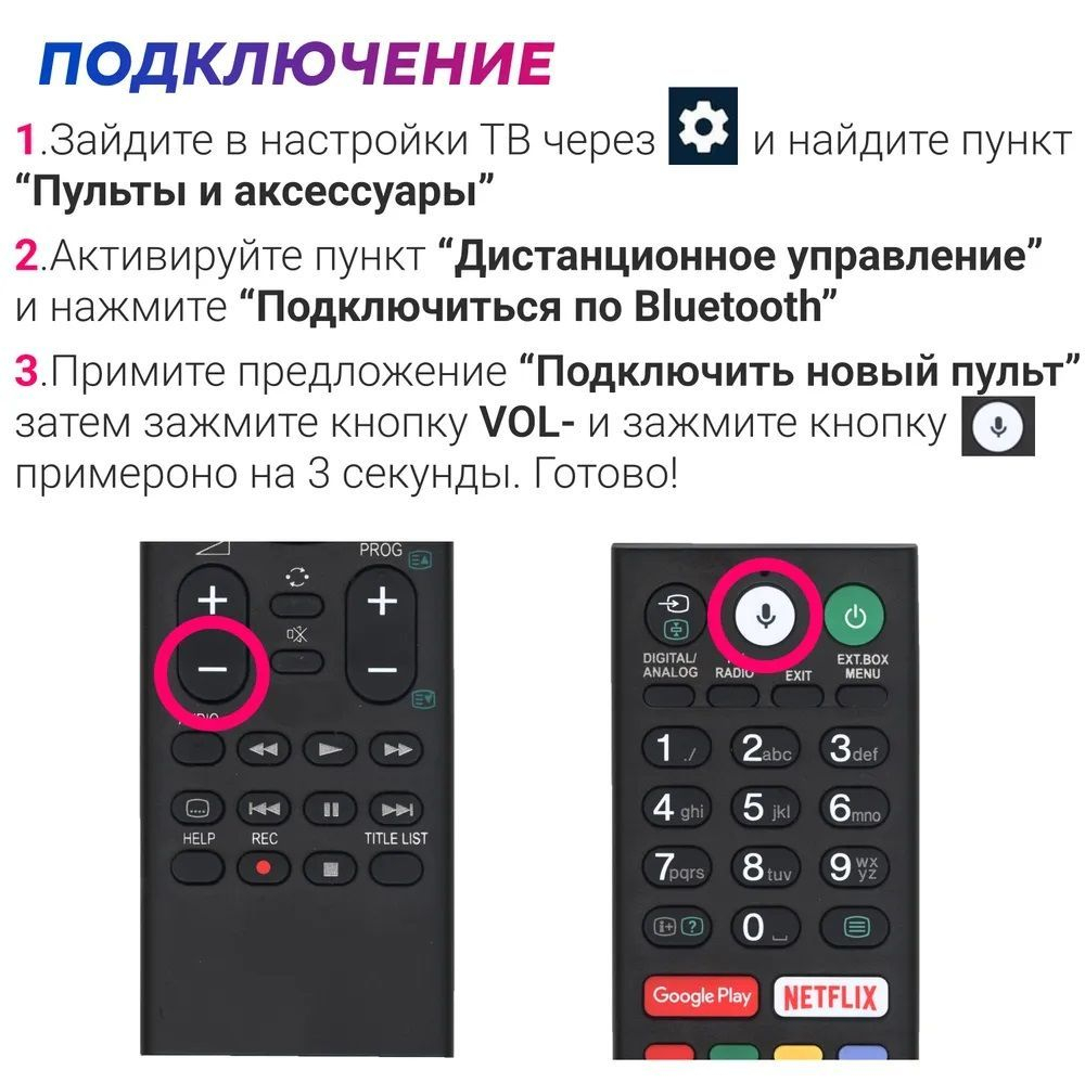 Голосовой пульт RMF-TX300E для телевизоров SONY /Android TV / Андроид ТВ.