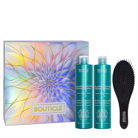 Набор Интенсивное увлажнение и восстановление волос (шампунь 300 мл + кондиционер 300 мл + массажная щетка) AH Hyaluronic Peptide Therapy Revival