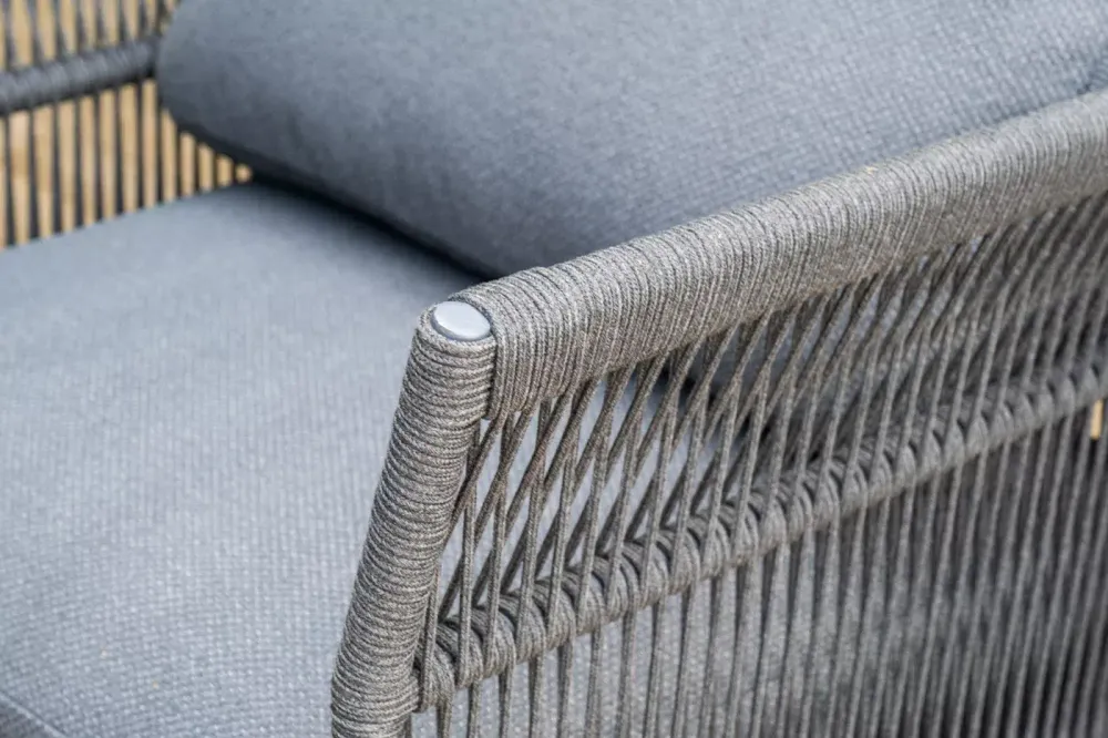 "Лугано" лаунж-зона 5-местная плетеная из роупа (веревки), каркас алюминиевый темно-серый, роуп темно-серый