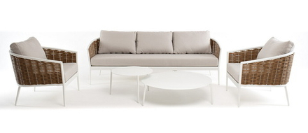 "Тоскана" лаунж-зона из искусственного ротанга, цвет соломенный