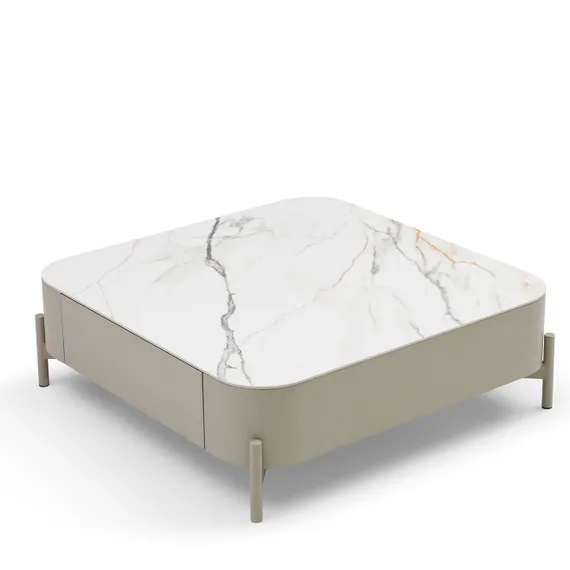 Журнальный столик с выдвижными ящиками Nomu, 90х90 см, керамика