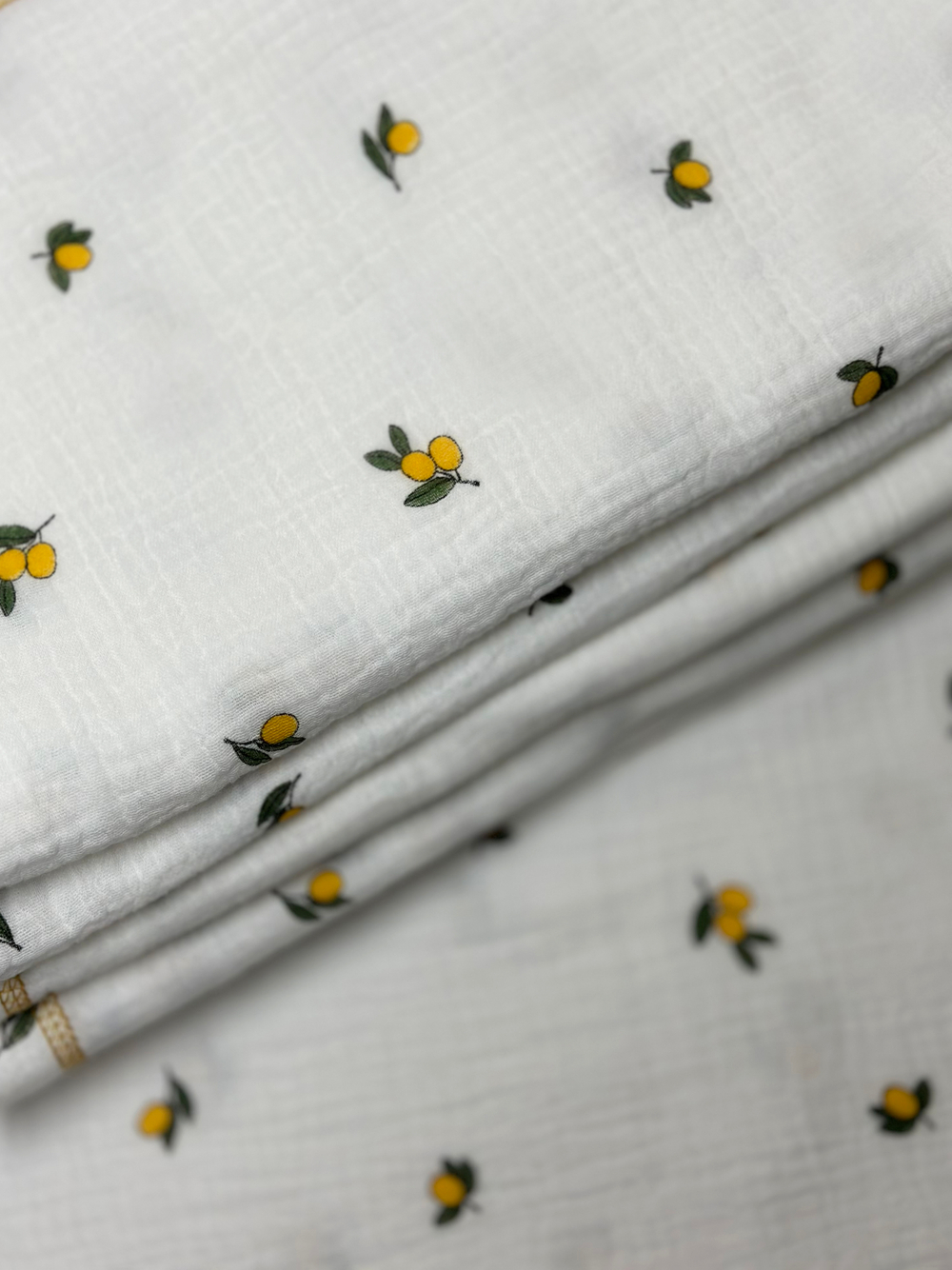 Муслиновая пеленка Лимончики 90*130 (+/-5см)