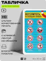 Табличка для бассейна "Веселитесь, но соблюдайте правила", на пляж, для общественной и частной зоны отдыха, информационная, 40х30 см, Silver Plane x Айдентика Технолоджи