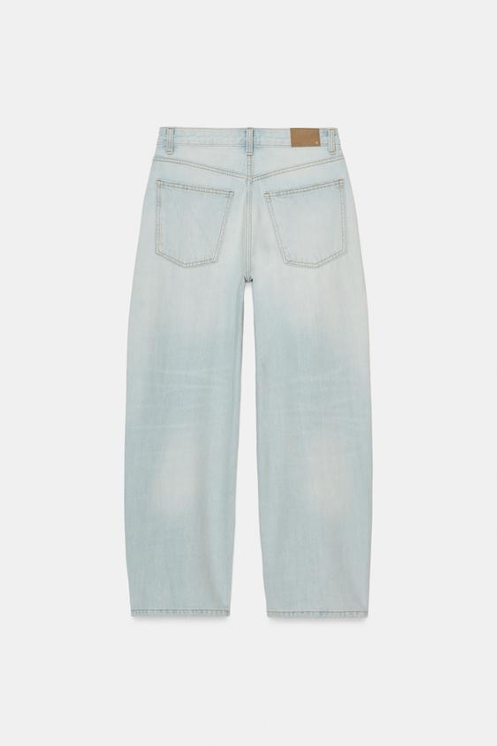 ZARA ДЖИНСЫ TRF BAGGY BALLOON СО СРЕДНЕЙ ПОСАДКОЙ, ГОЛУБОЙ