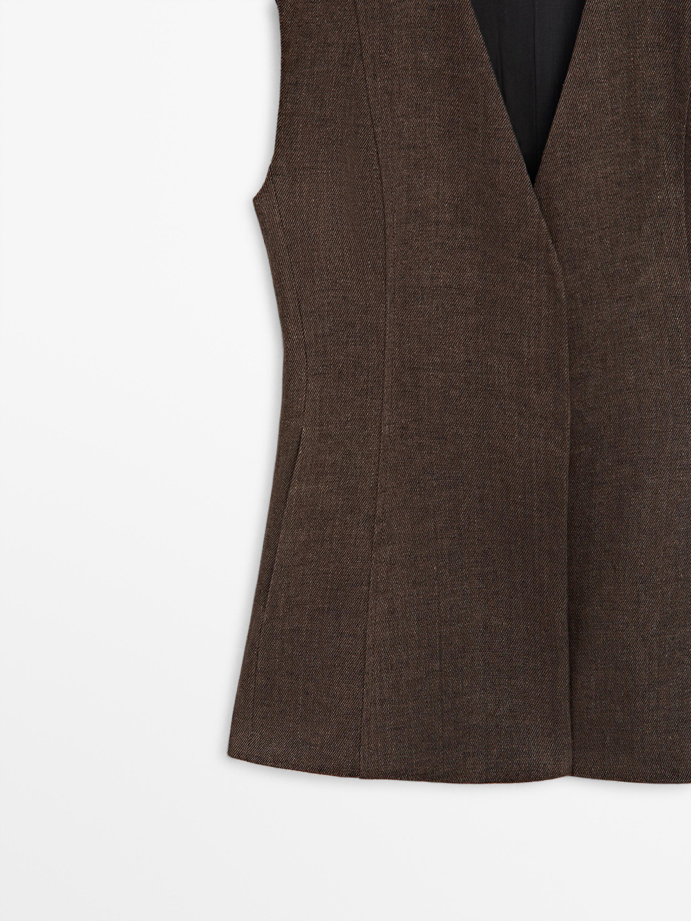 Massimo Dutti Костюмный жилет изо льна, коричневый