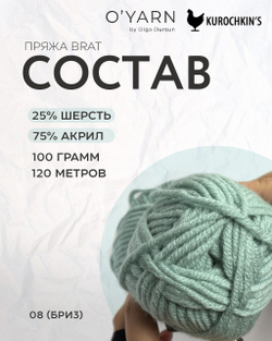 Пряжа BRAT цвет 08-Бриз, 500г
