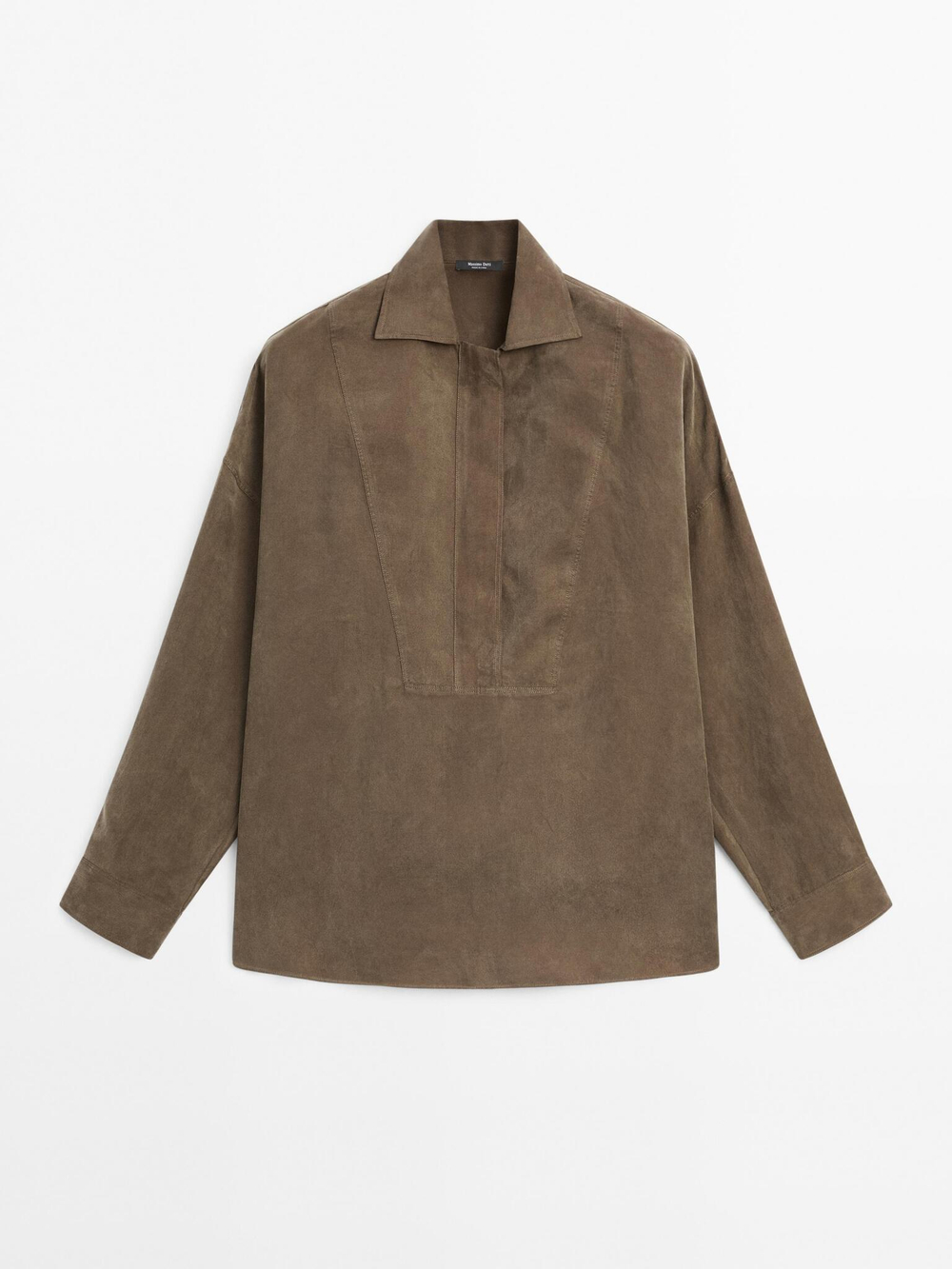 Massimo Dutti Блузка с застежкой-молнией на груди, коричневый