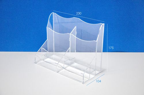 Подставка для двух видов буклетов 100х210 + 4 отд. для визиток
