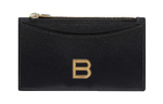 Balenciaga Hourglass Long Cow Leather Coin Pocket, Card Holder Women"s Black