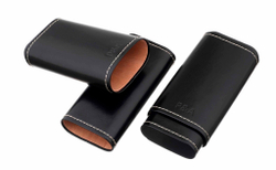 Чехол P&A на 3 сигары Черчилль, натуральная кожа и кедр, T1067-Black