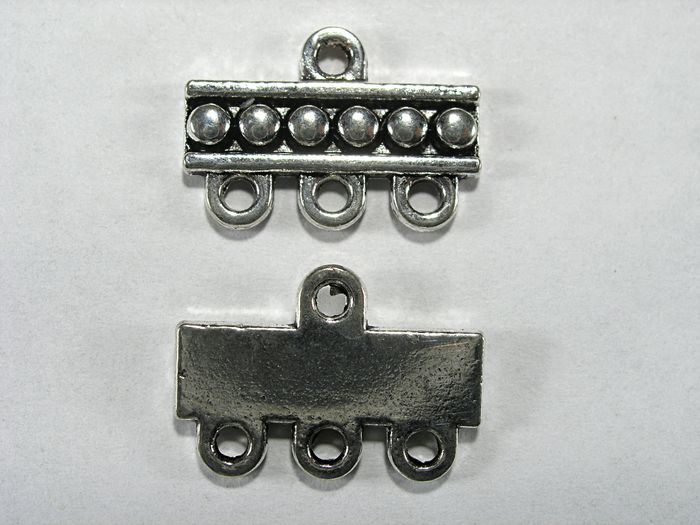 Переходник, 18x5 мм, на 3 нити, односторонний, посеребренный, 1 шт.