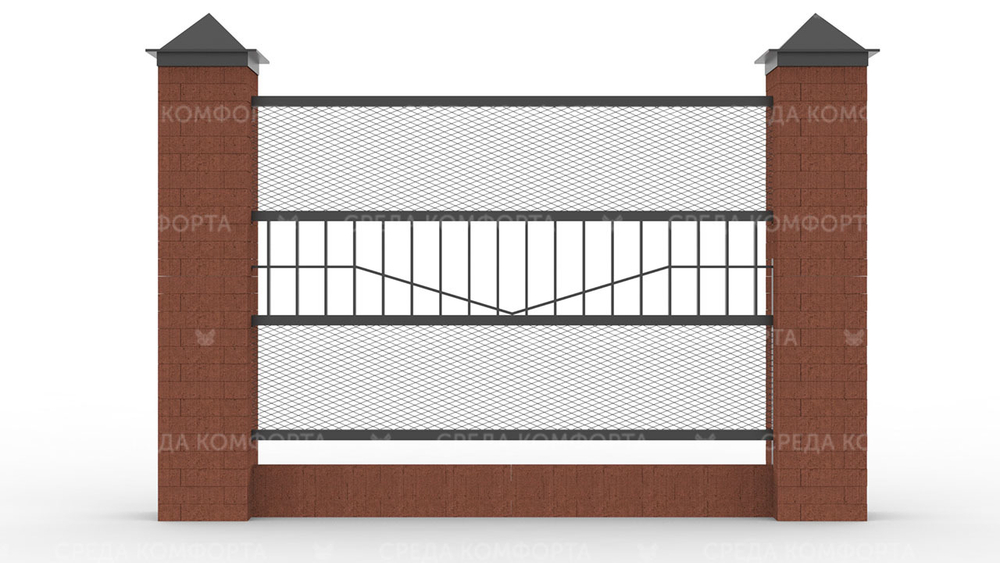 Забор из сетки рабицы 2500х2000 мм ZBR0175
